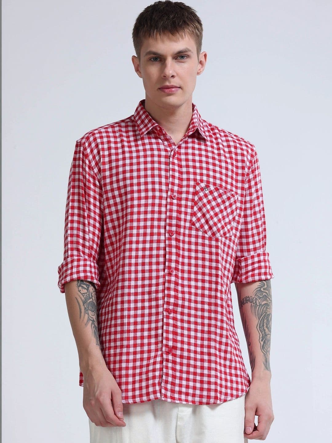 FashionDistrict Men Comfort Gingham Checks Sheer Checked Casual Shirt thumbnail 5