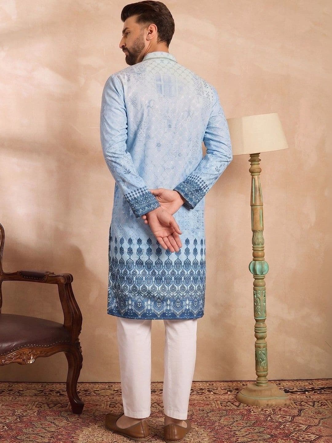 VELKYNOX Men Ethnic Motifs Printed Kurta thumbnail 2