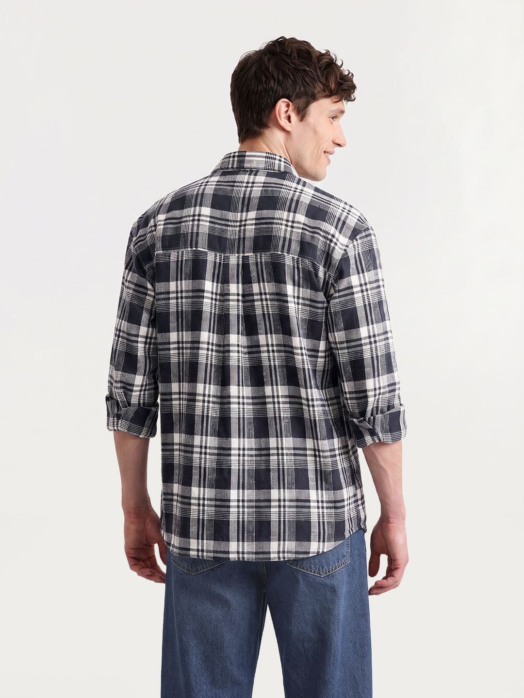 Mast & Harbour Easy Drape Textured Check Shirt thumbnail 7