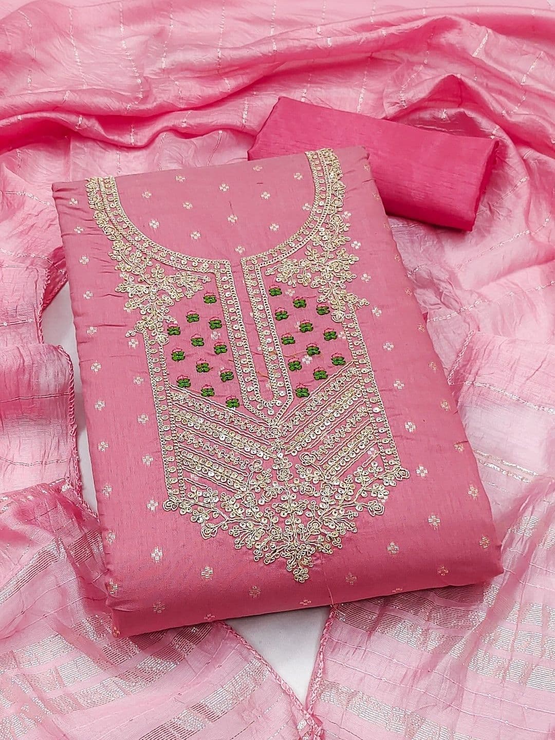 LeeliPeeri Designer Embroidered Unstitched Dress Material - view 1