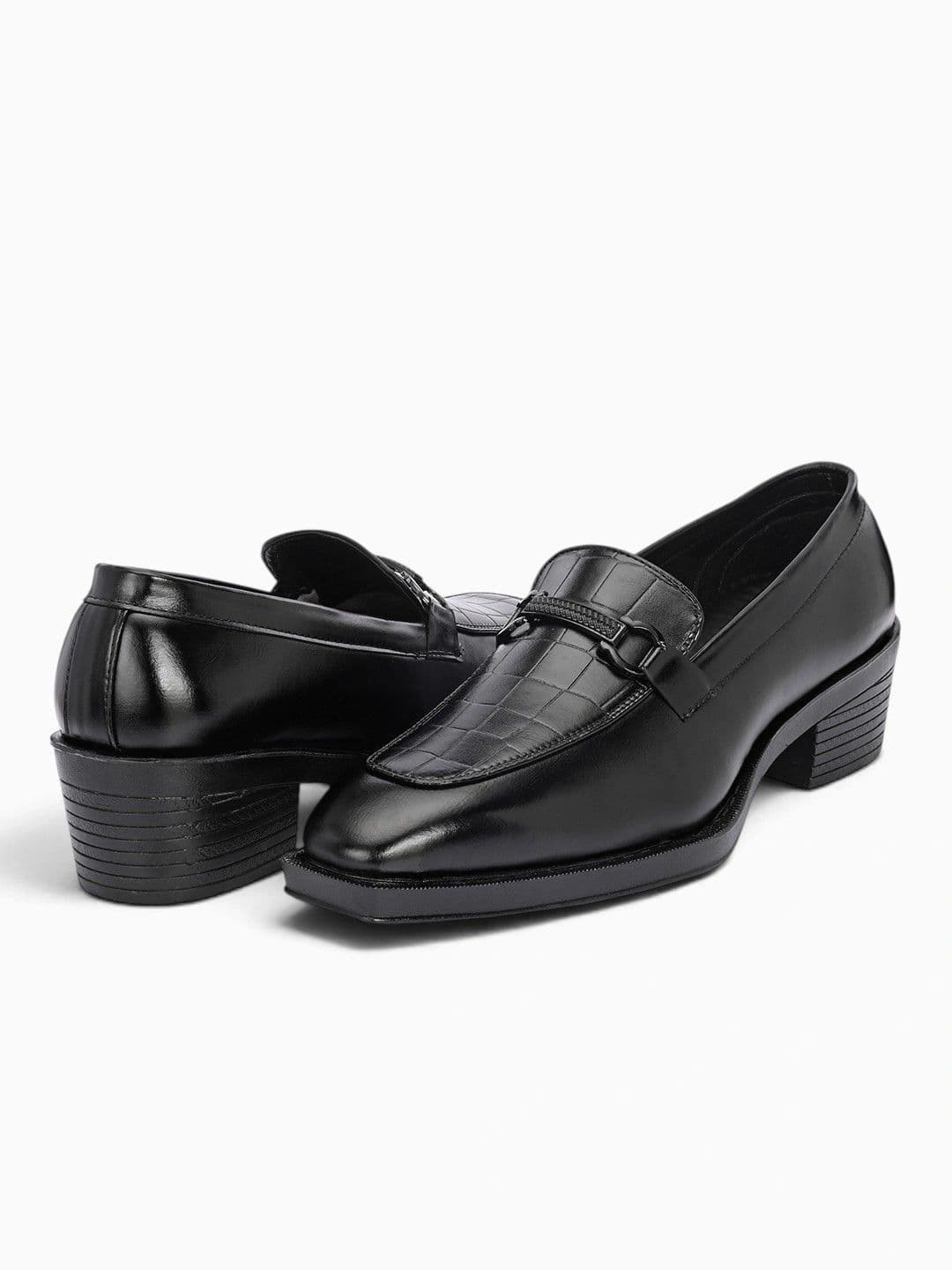 INVICTUS Men Textured PU Square Toe Slip-On Loafers Formal Shoes thumbnail 6