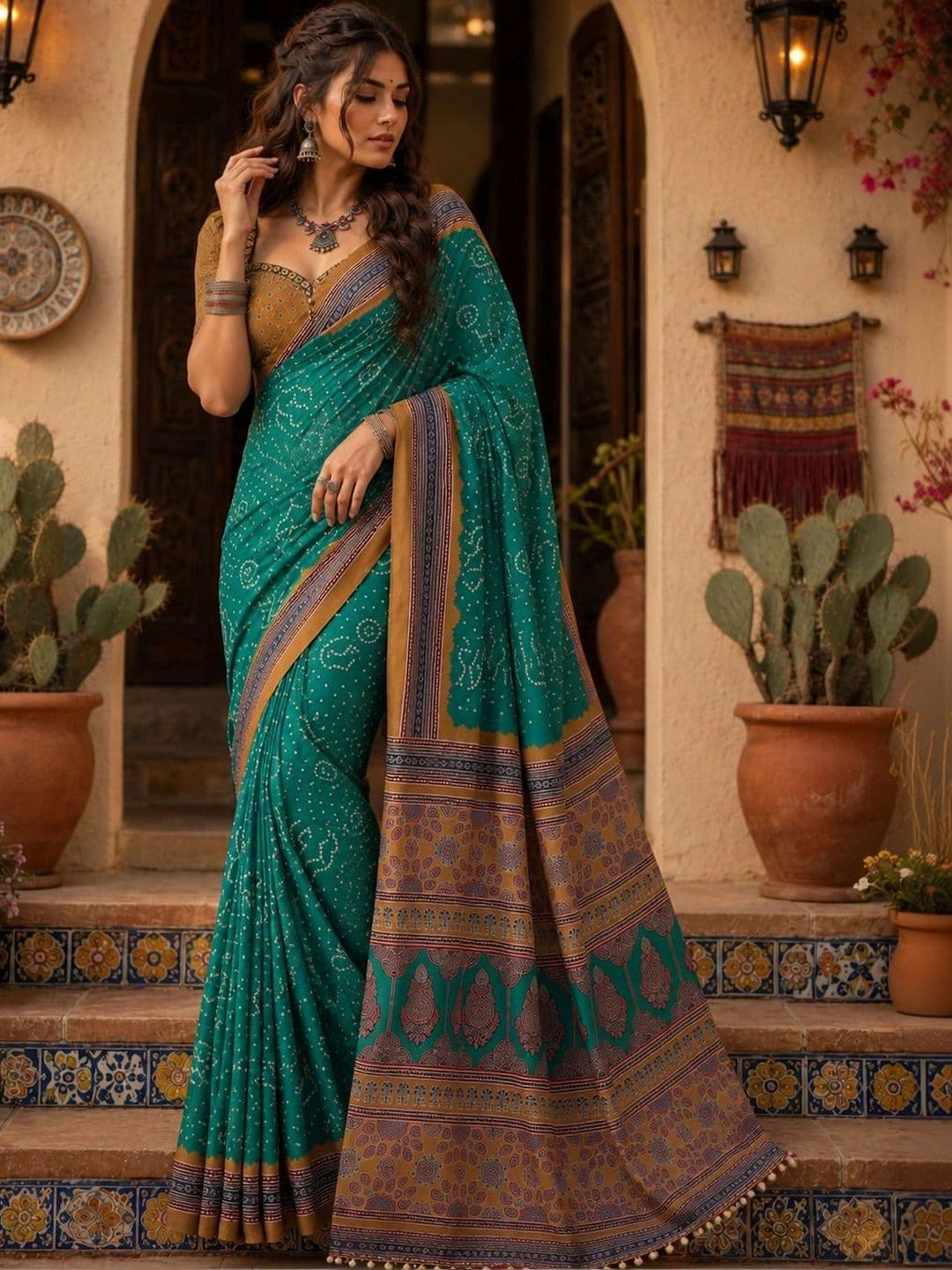 NIWAA Bandhani Silk Blend Bandhani Saree thumbnail 6