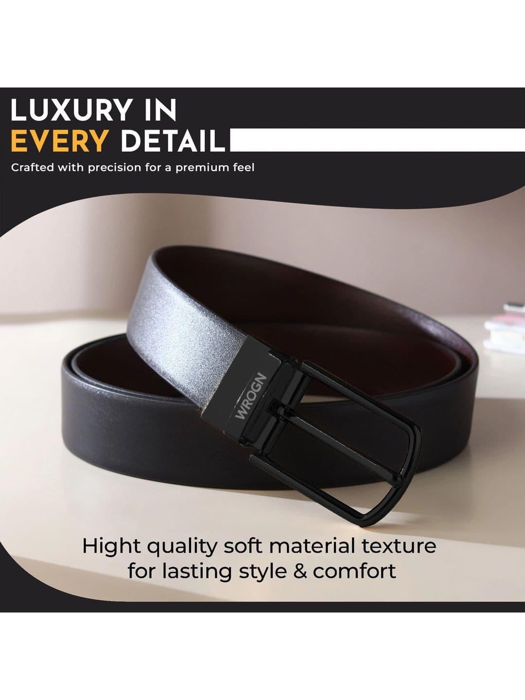 WROGN Men PU Reversible Formal Belt thumbnail 4