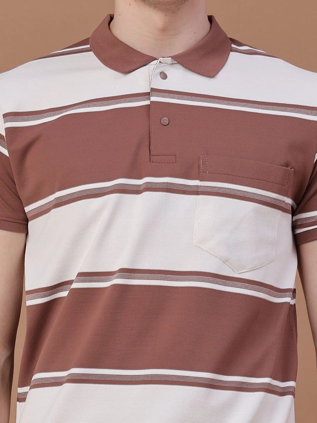 V-Mart Men Striped Polo Collar Pockets Slim Fit T-shirt thumbnail 6