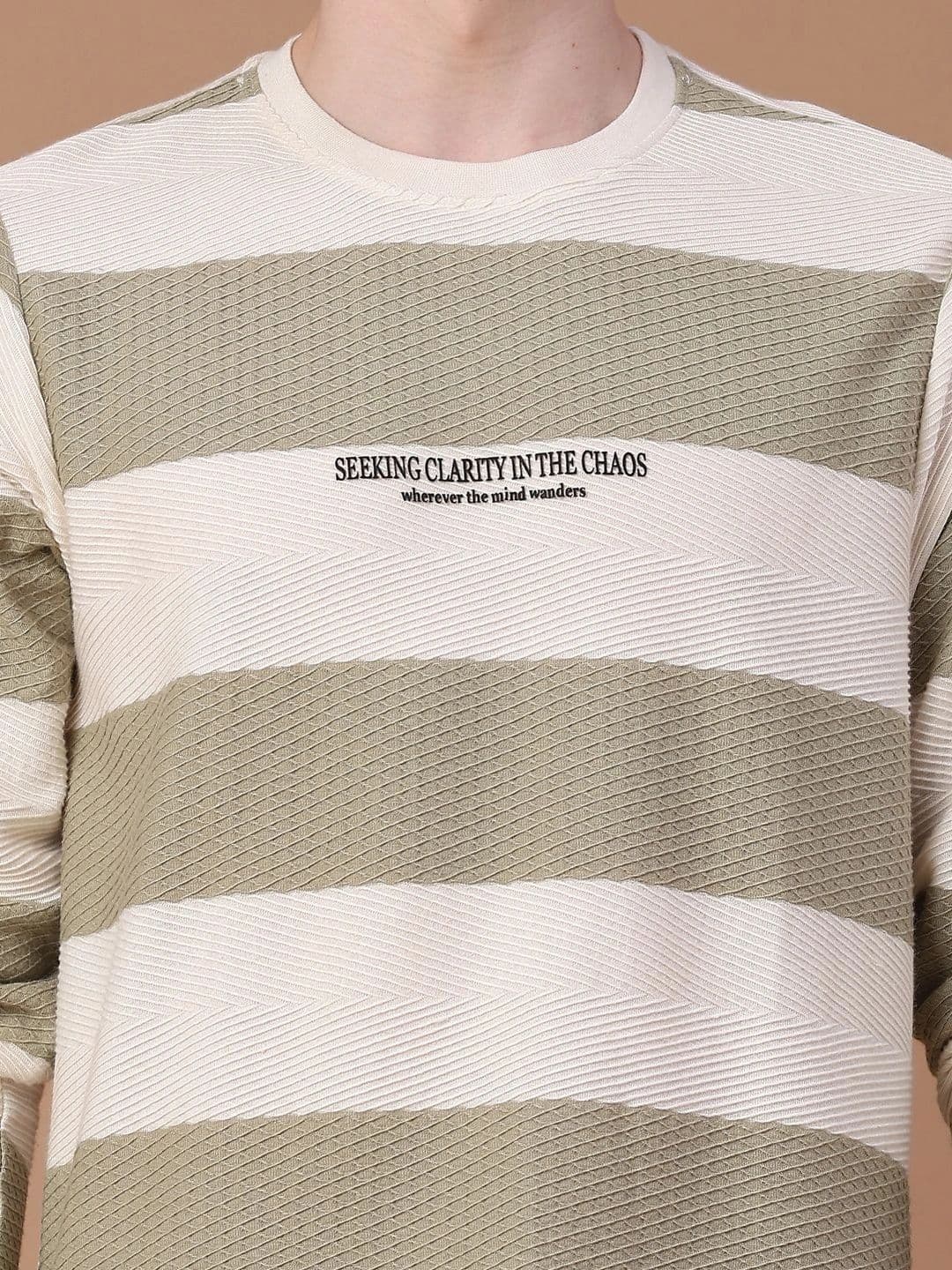 V-Mart Men Typography Striped Slim Fit T-shirt thumbnail 2