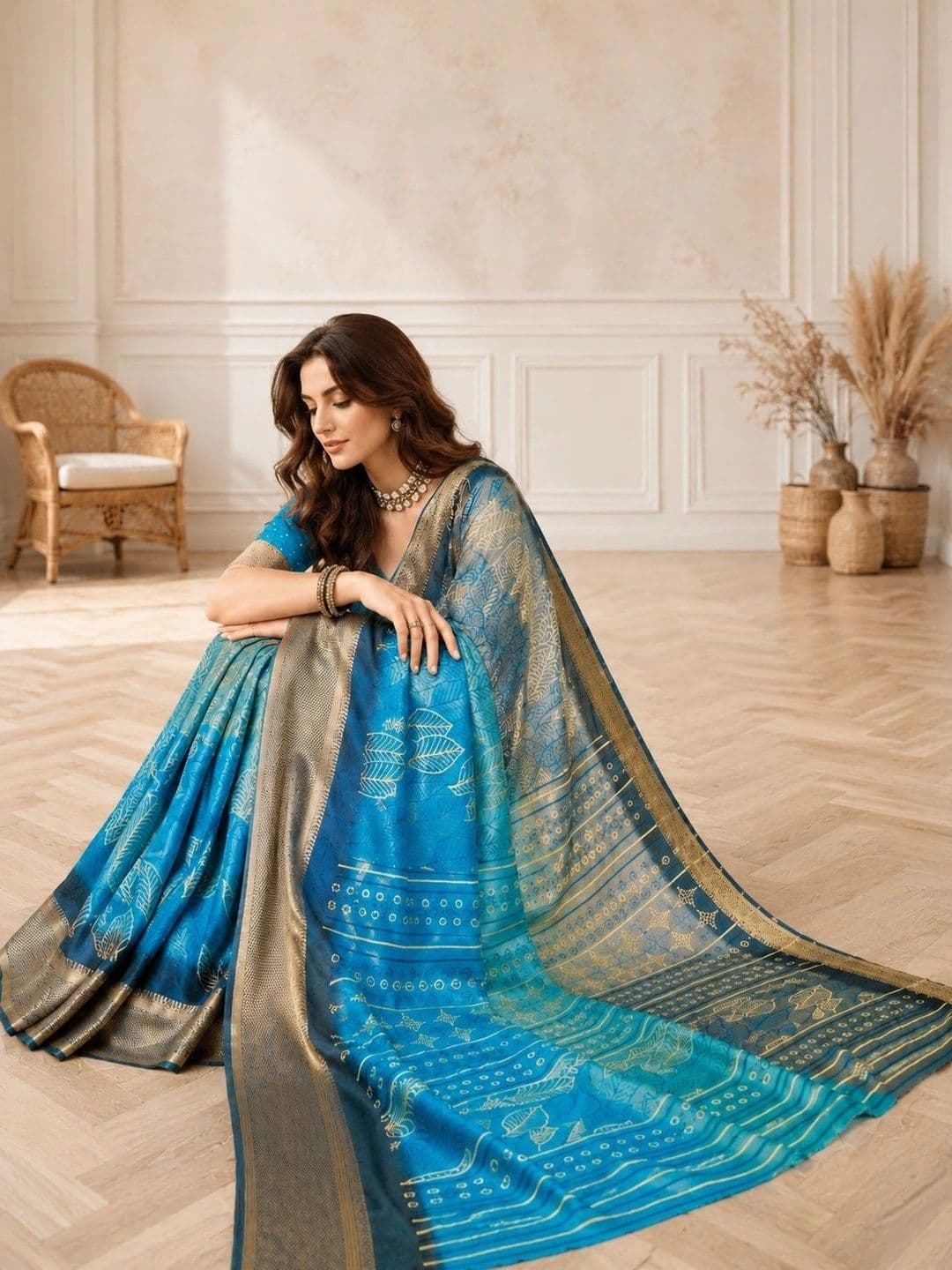 all about you Zari Silk Blend Fusion Patola Saree thumbnail 6