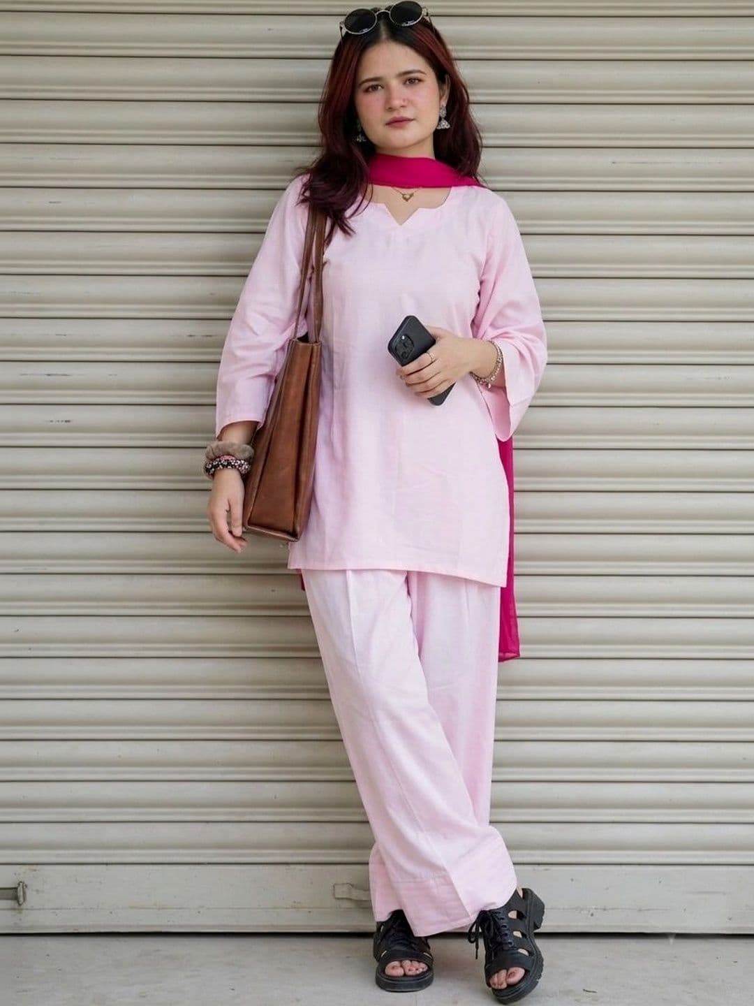FANESHMA Women Regular Pure Cotton Kurta with Trousers & With Dupatta - view 1