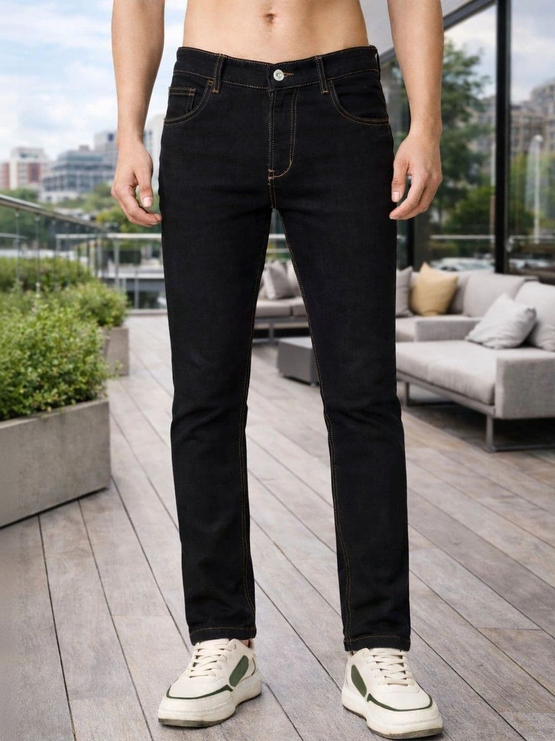 Mast & Harbour Men Regular Fit Mid-Rise Stretchable Jeans thumbnail 3