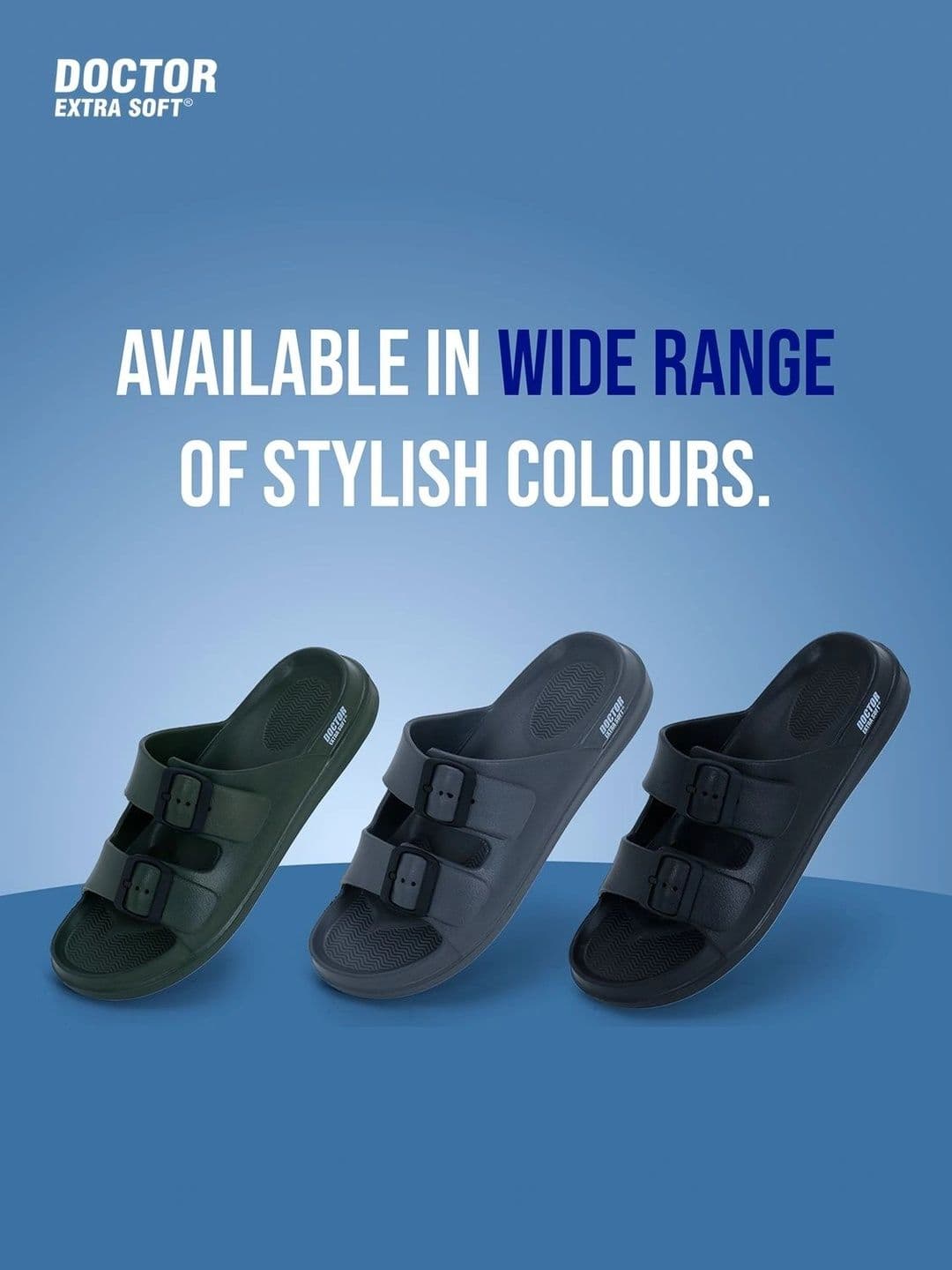 DOCTOR EXTRA SOFT Men Classic Cushion Lightweight Rubber Sliders With Buckle Detail thumbnail 6
