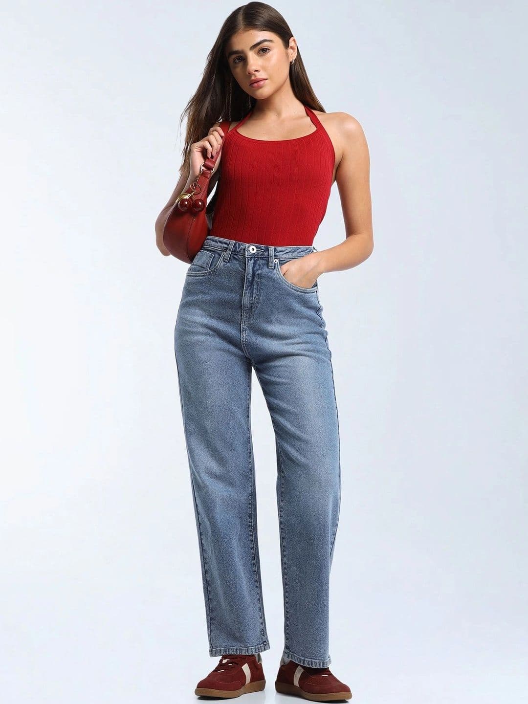 Flying Machine Women Straight Fit High-Rise Light Fade Stretchable Jeans thumbnail 2