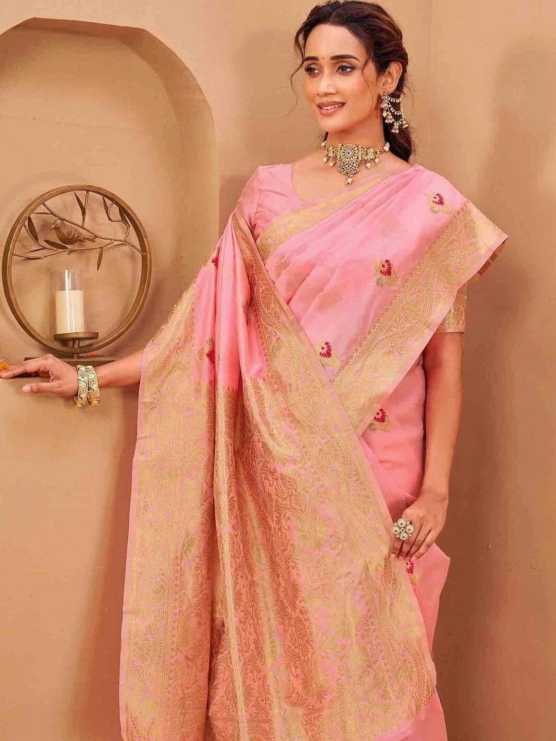 KALINI Woven Design Zari Art Silk Fusion Saree thumbnail 7