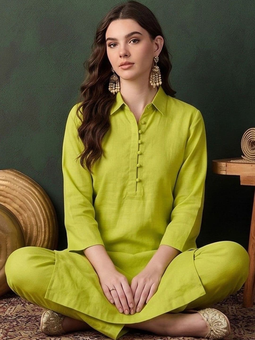 Sangria Women Regular Kurta with Trousers thumbnail 2