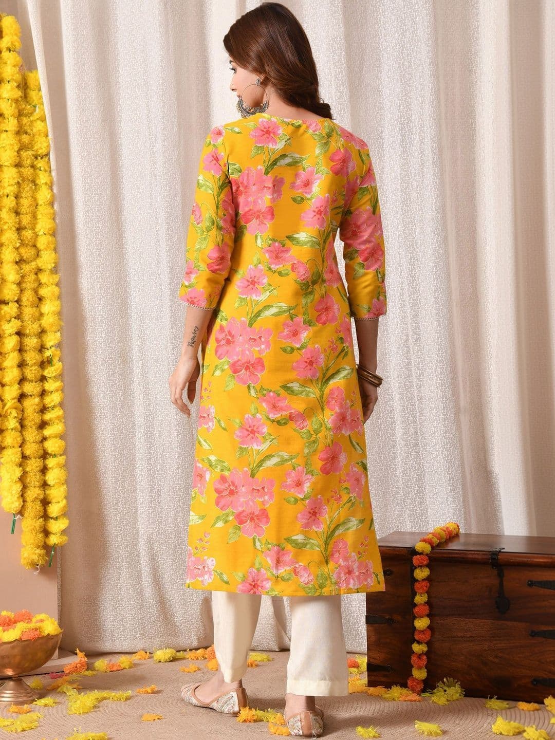 KJTRENDS Women Floral Printed Floral Kurta thumbnail 5