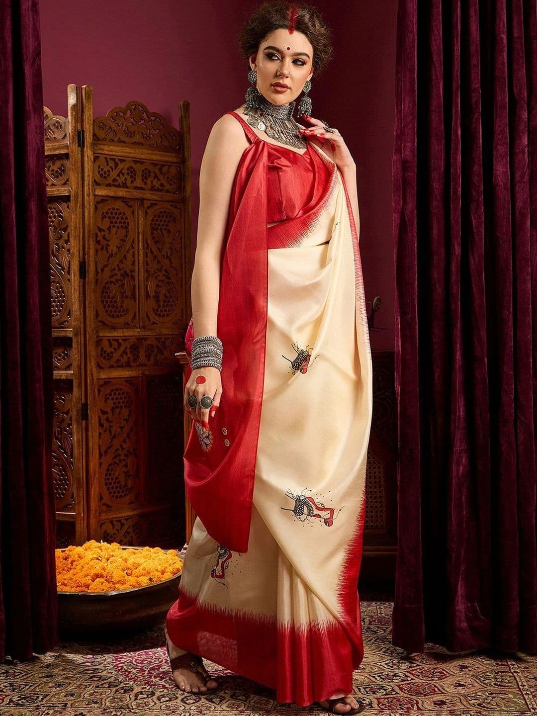 Sangria Silk Blend Designer Garad Saree thumbnail 6