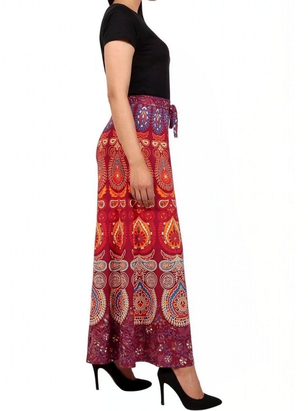 OUTER WEAR AYAM EXPORTS Women Ethnic Motifs Printed Knitted Ethnic Palazzos thumbnail 4