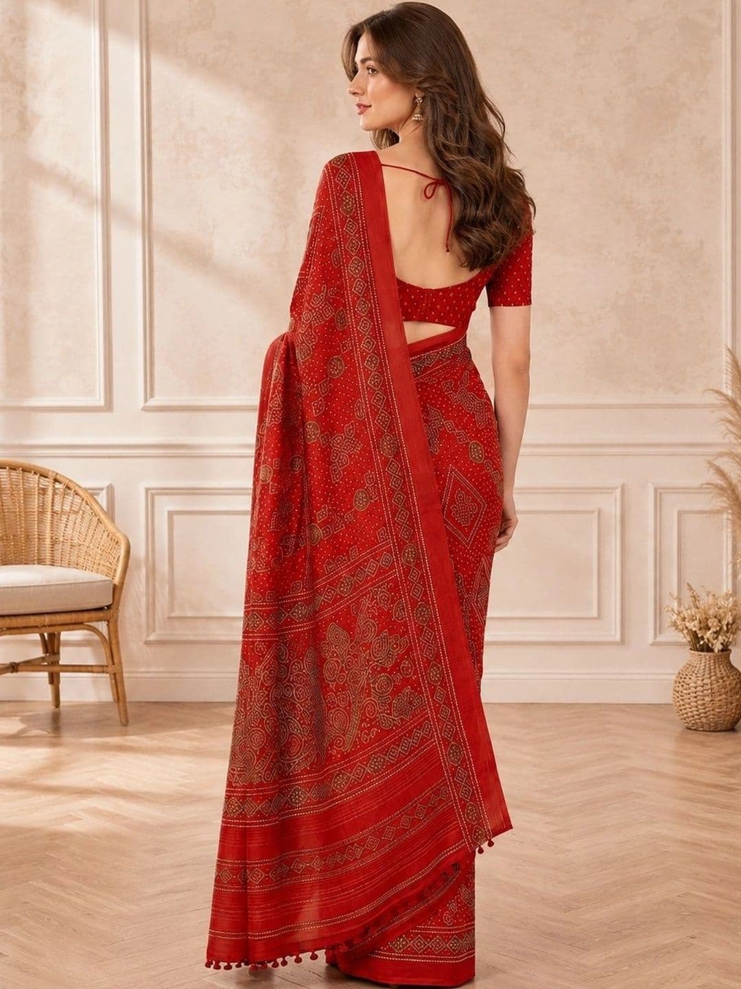 all about you Bandhani Poly Chiffon Fusion Bandhani Saree thumbnail 6