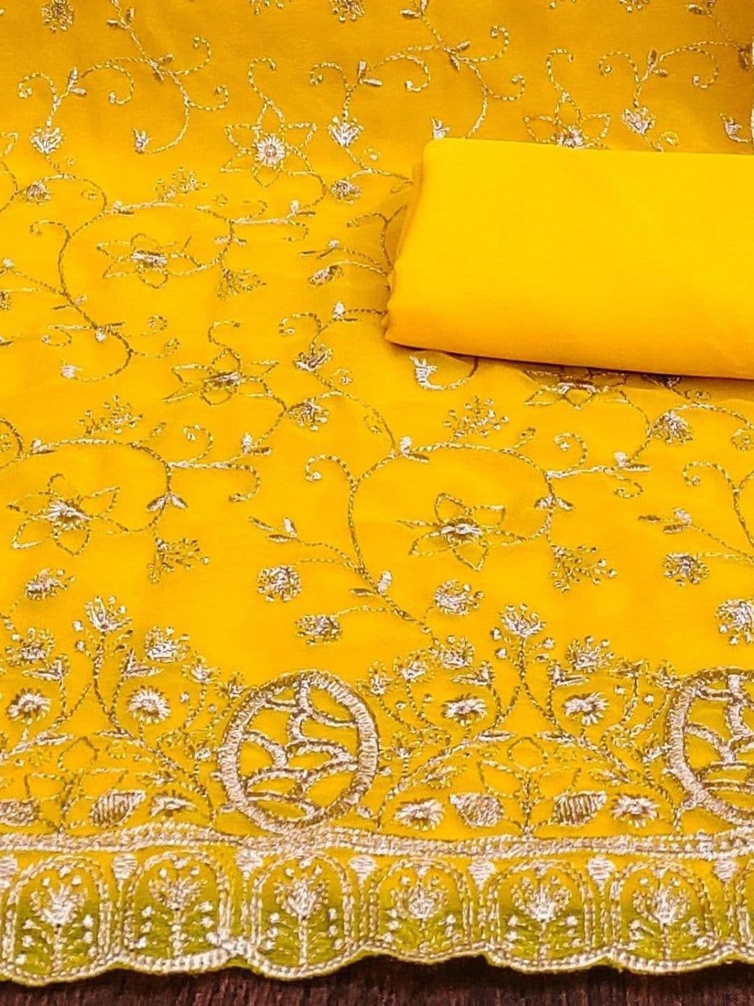 LeeliPeeri Designer Embroidered Unstitched Dress Material thumbnail 3