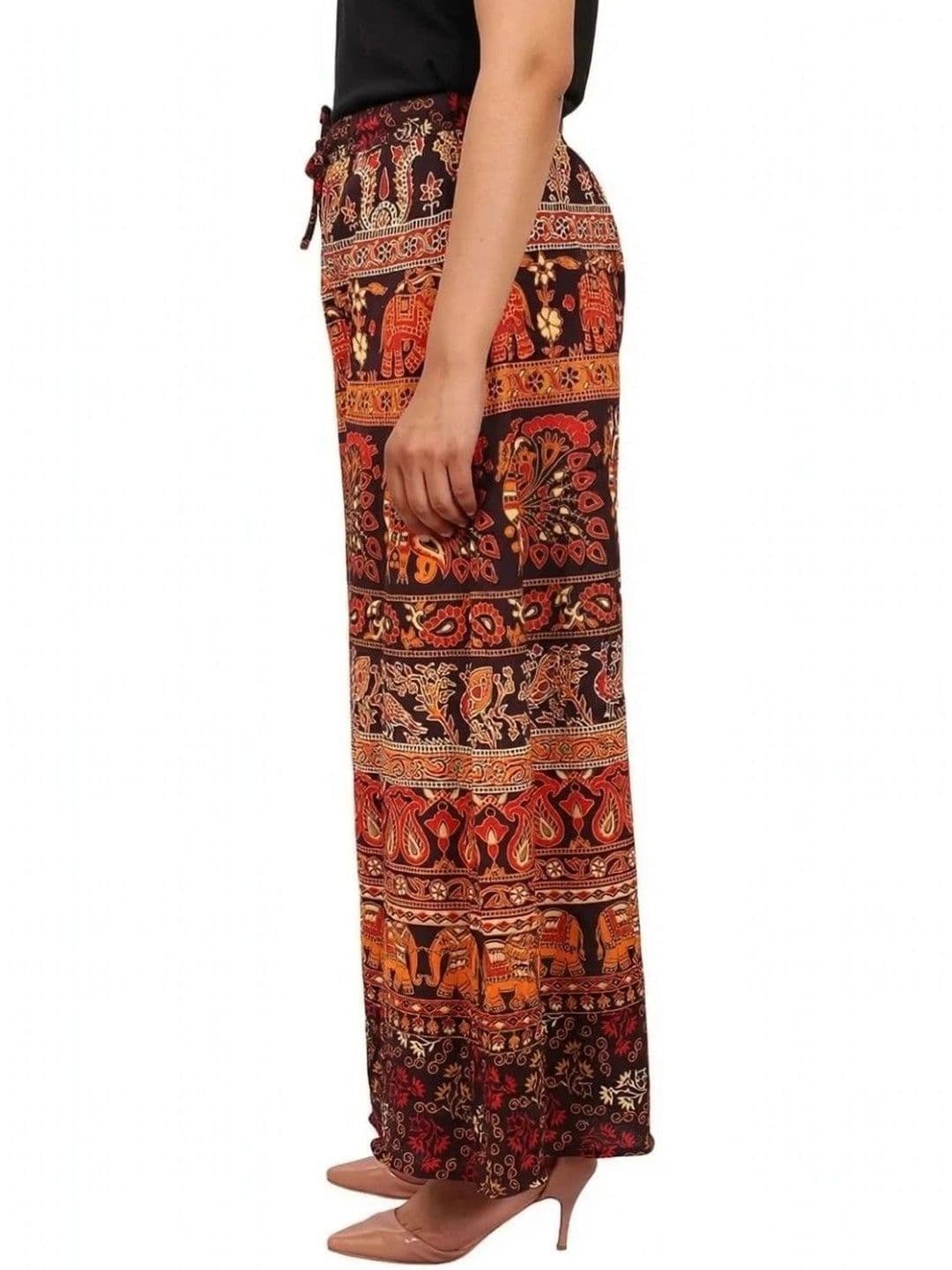 OUTER WEAR AYAM EXPORTS Women Ethnic Motifs Printed Knitted Ethnic Palazzos thumbnail 4