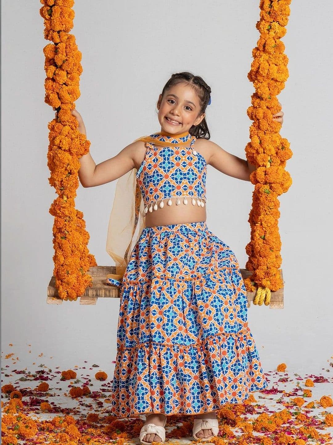 Sangria Girls Printed Ready to Wear Lehenga & Blouse With Dupatta - view 1