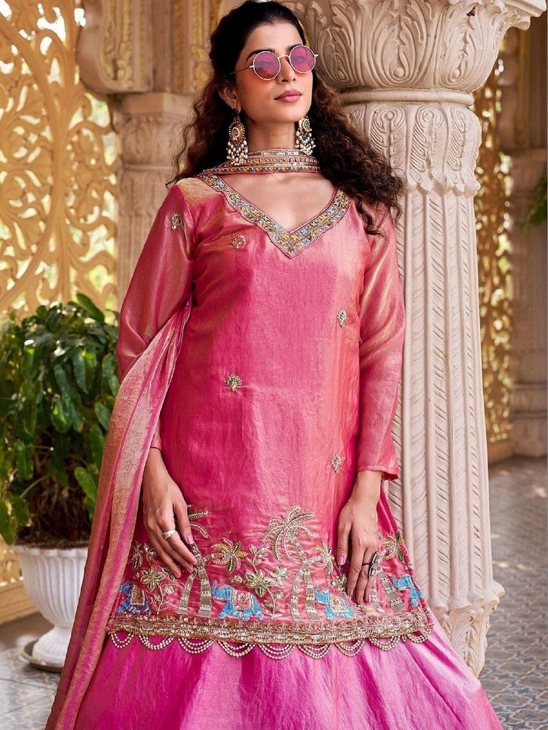 Shree Ram Creation Women Embroidered Thread Work Ready to Wear Lehenga & Blouse & Dupatta thumbnail 4