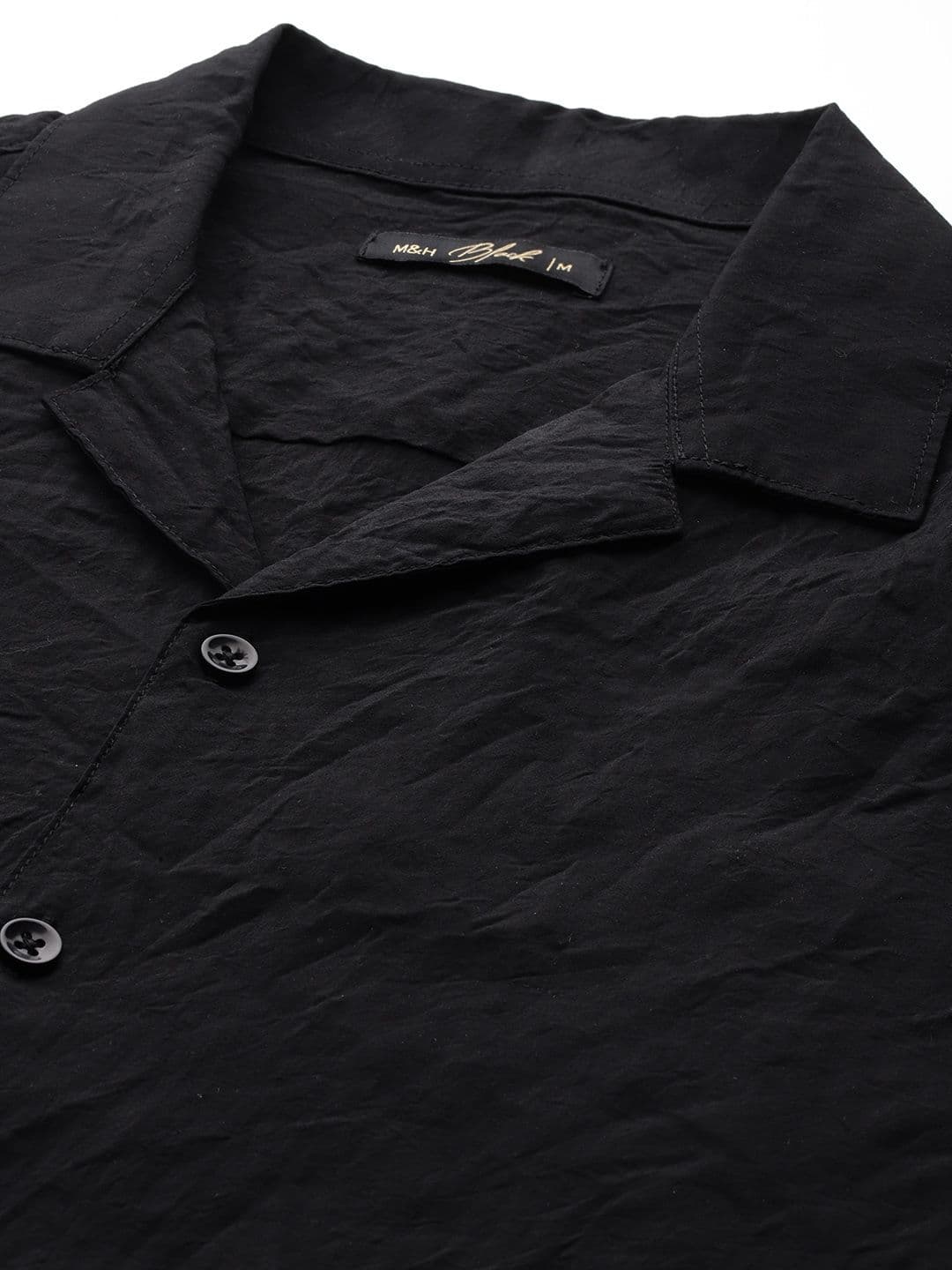 Mast & Harbour Easy Drape Textured Black Shirt thumbnail 3