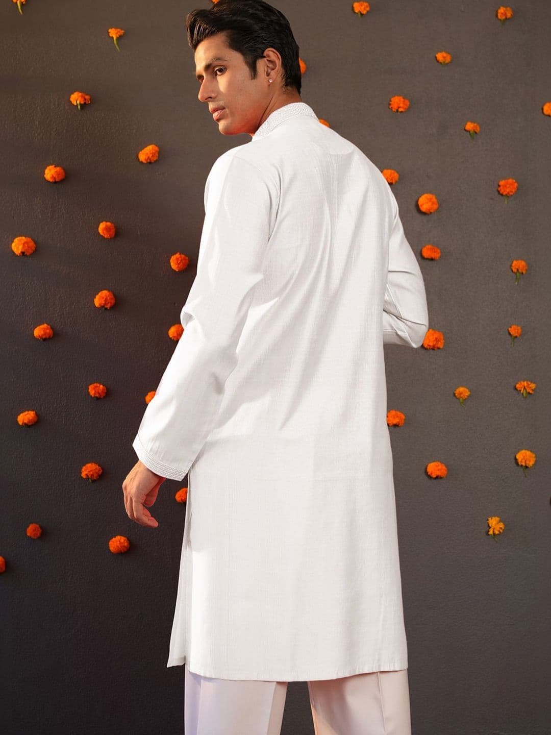 Anouk Men Button Patti Embroidery Straight Kurta thumbnail 4