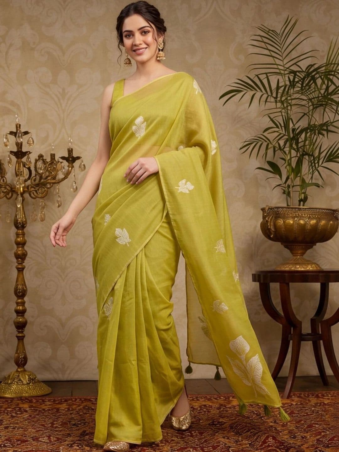 Mitera Woven Design Embroidered Silk Cotton Fusion Banarasi Saree - view 1