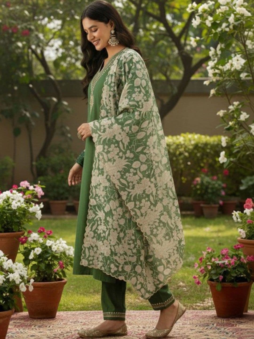 LeeliPeeri Designer Women Embroidered Kurta with Trousers & With Dupatta thumbnail 2