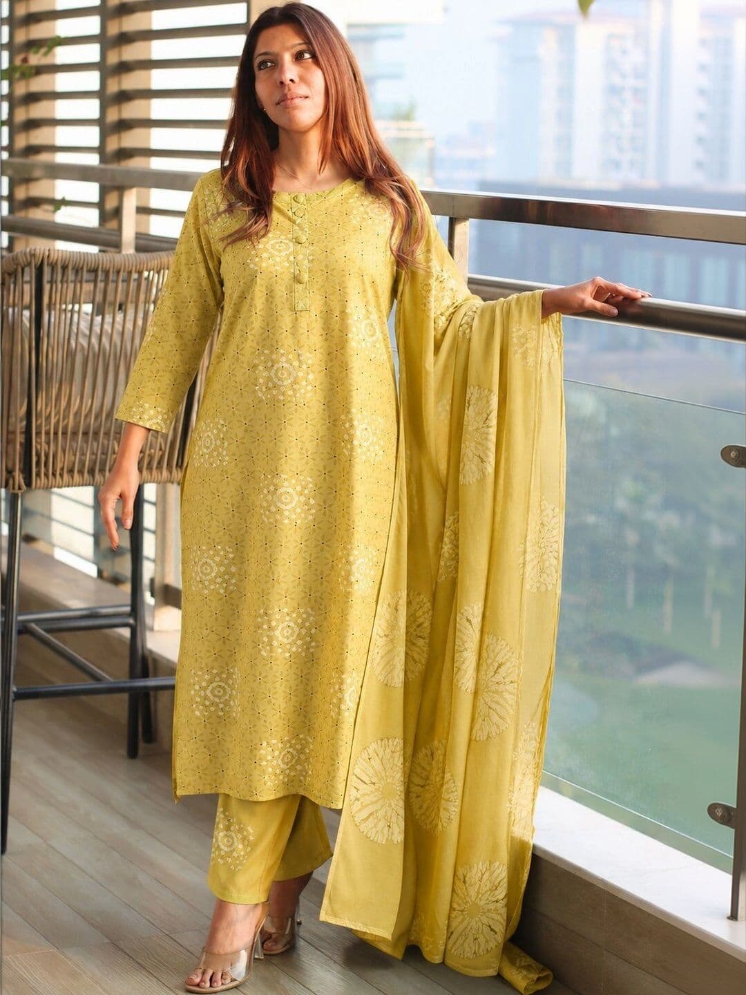 SZN Women Ethnic Motifs Printed Regular Kurta with Trousers & With Dupatta thumbnail 5
