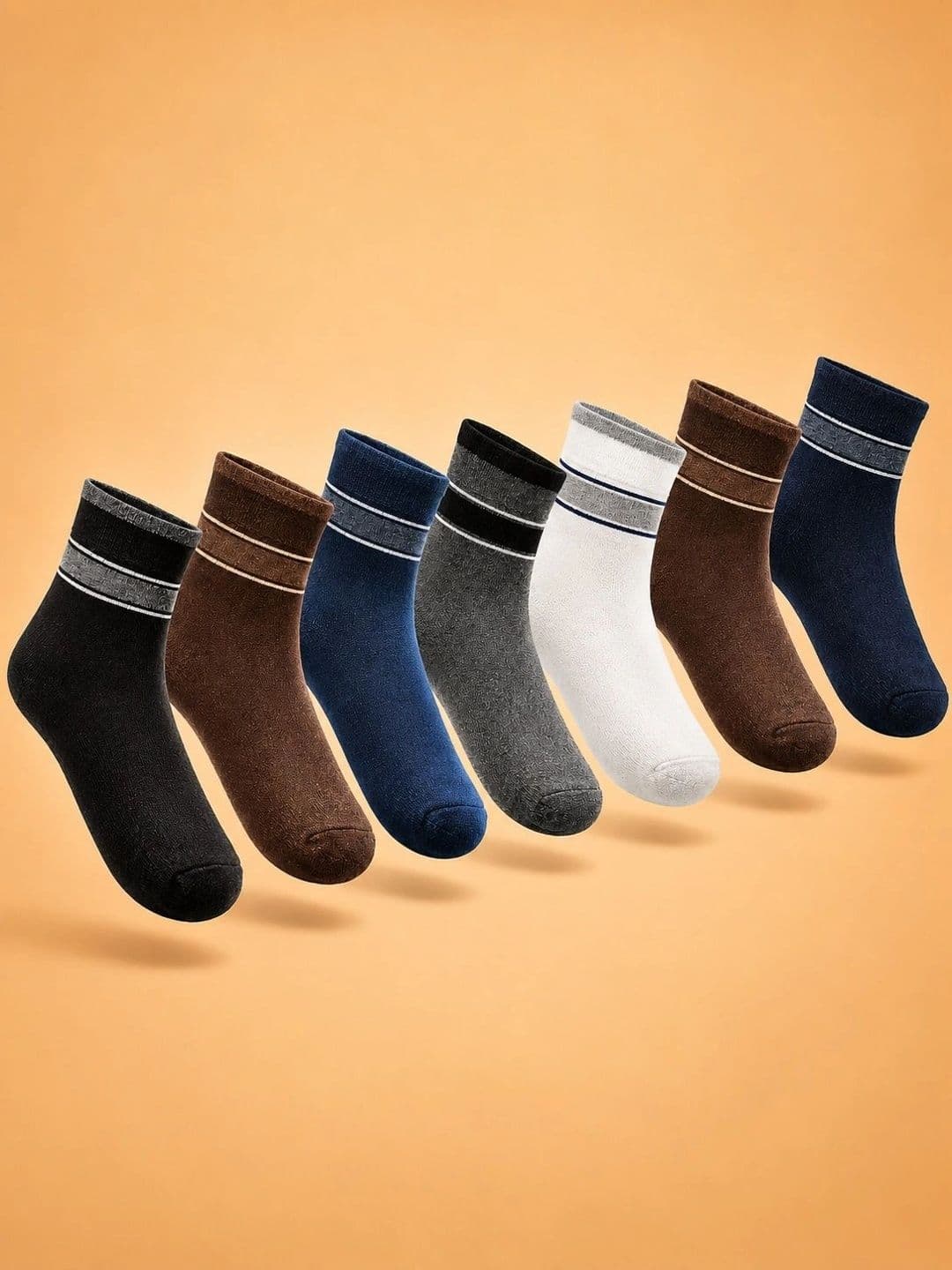 ADDOSSO Men Pack of 7 Cotton Assorted Striped Above Ankle Socks - view 1