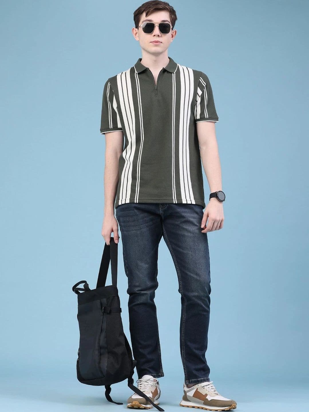 V-Mart Men Striped Polo Collar T-shirt thumbnail 5