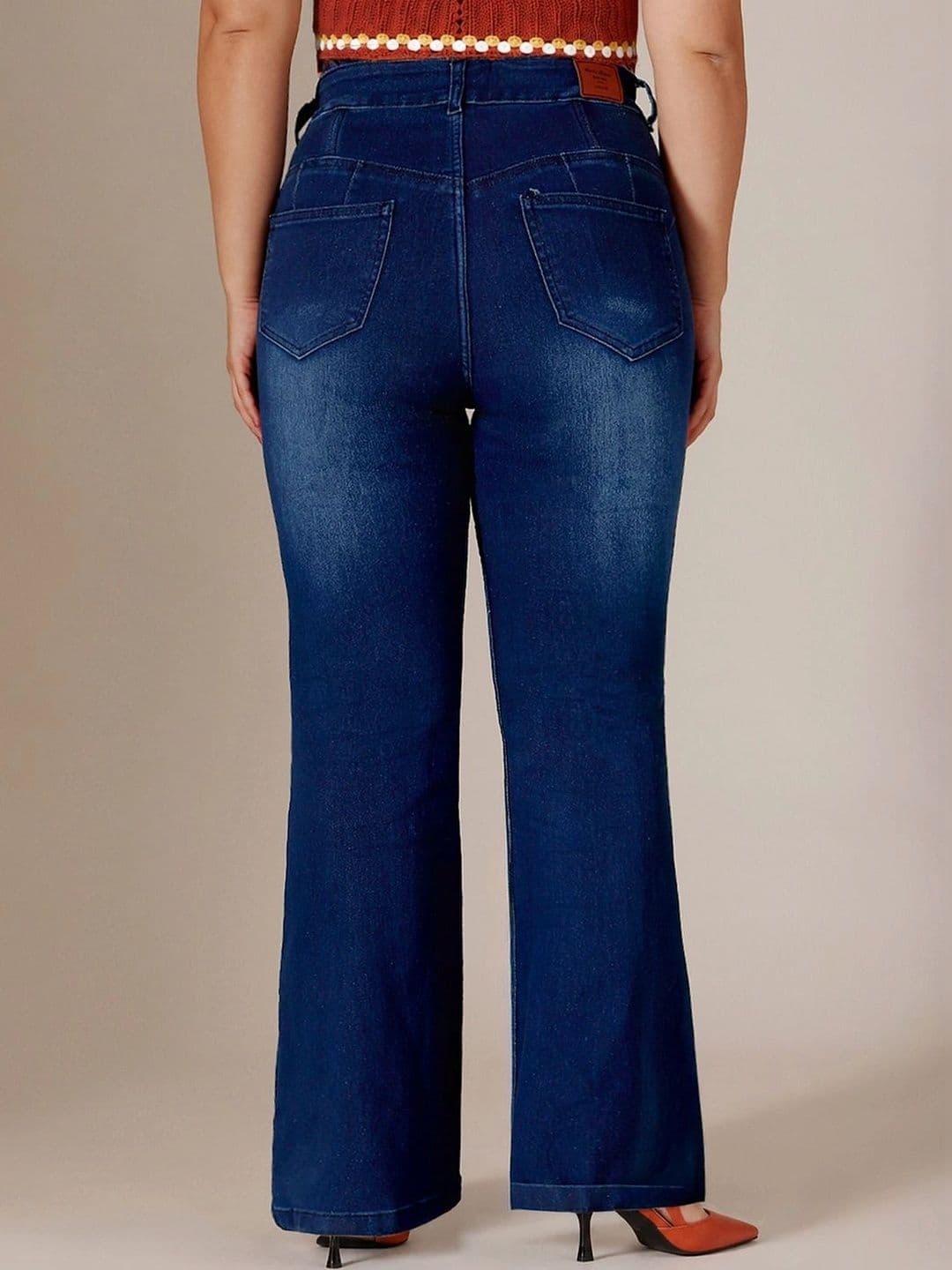 Miss Chase A+ Women Bootcut High-Rise Low Distress Light Fade Stretchable Jeans thumbnail 3