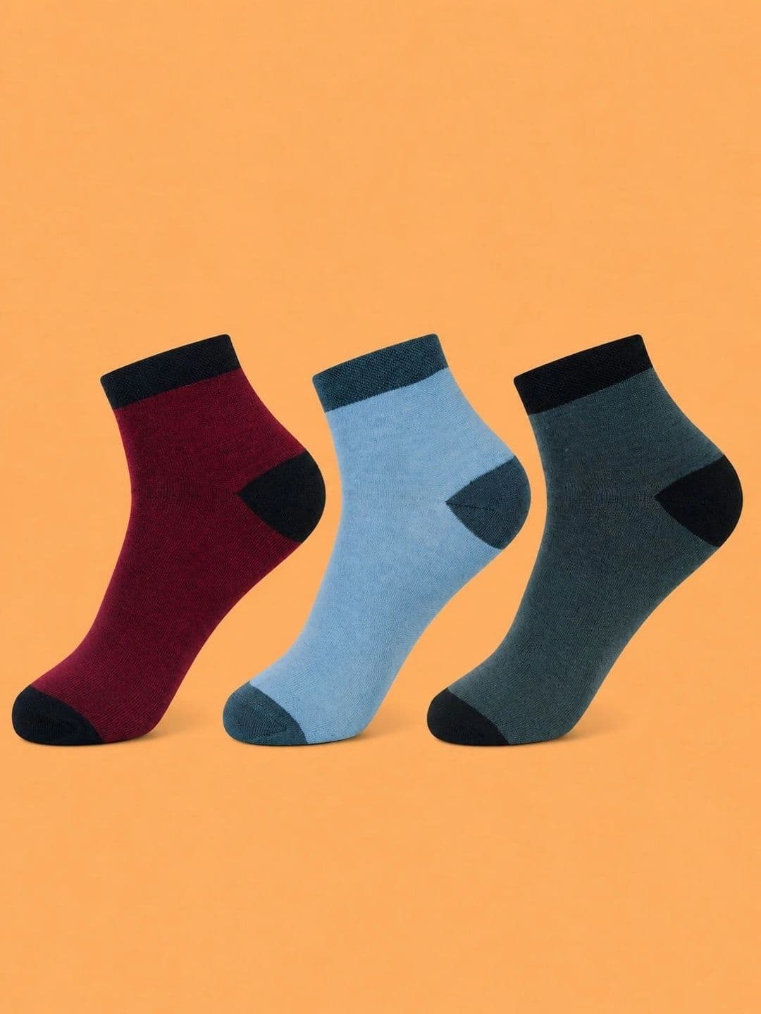 ADDOSSO Men Pack of 3 Cotton Assorted Colourblocked Ankle Length Socks - view 1