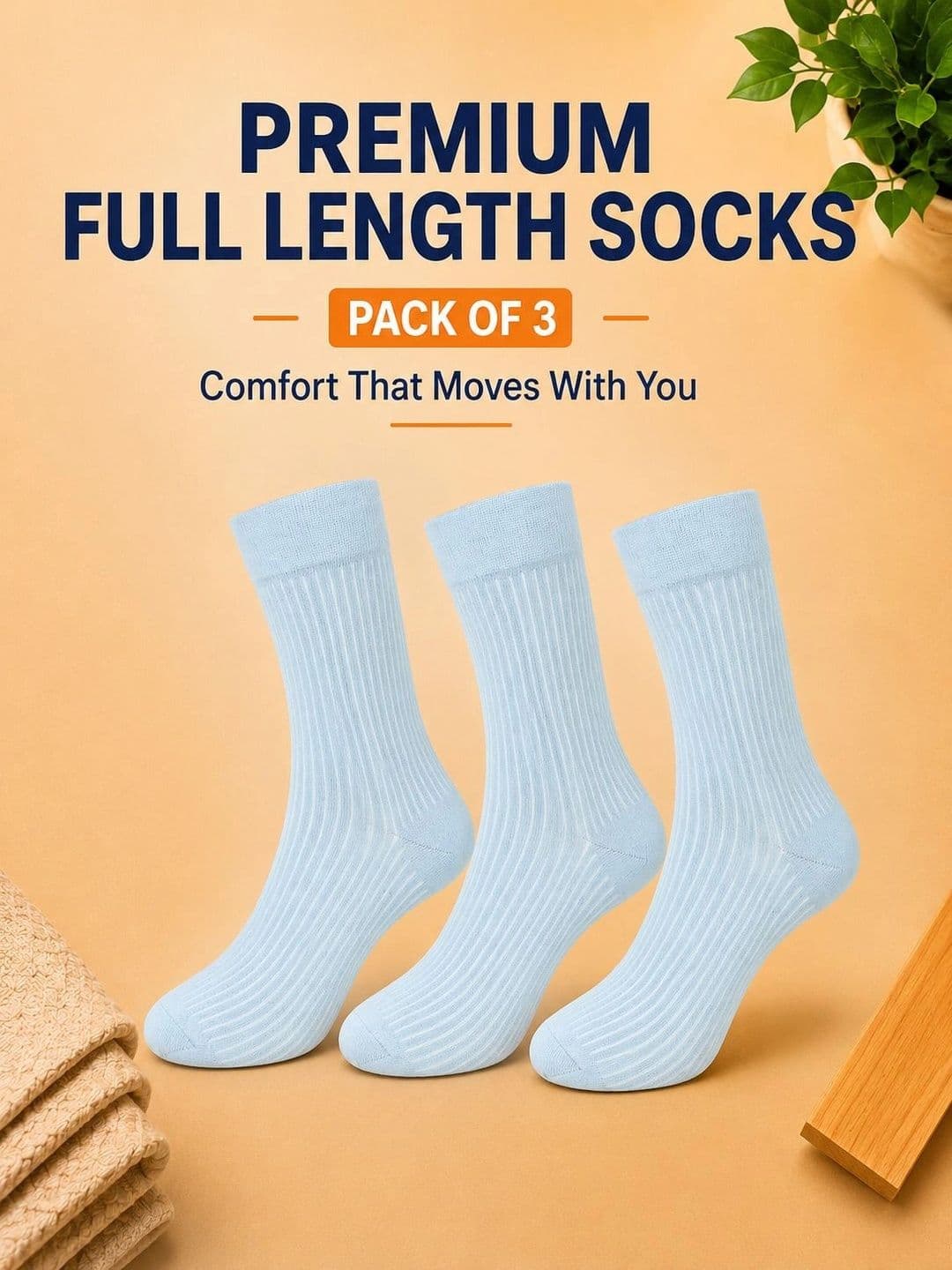 ADDOSSO Men Pack of 3 Cotton Assorted Striped Calf Length Socks thumbnail 4