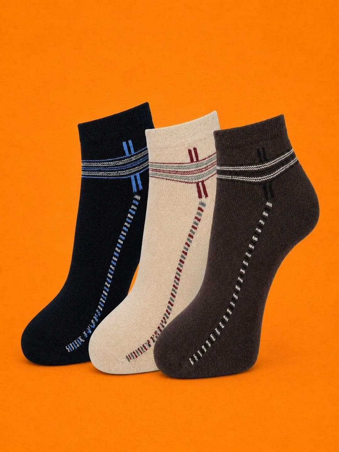 ADDOSSO Men Pack of 3 Cotton Assorted Patterned Ankle Length Socks - view 1