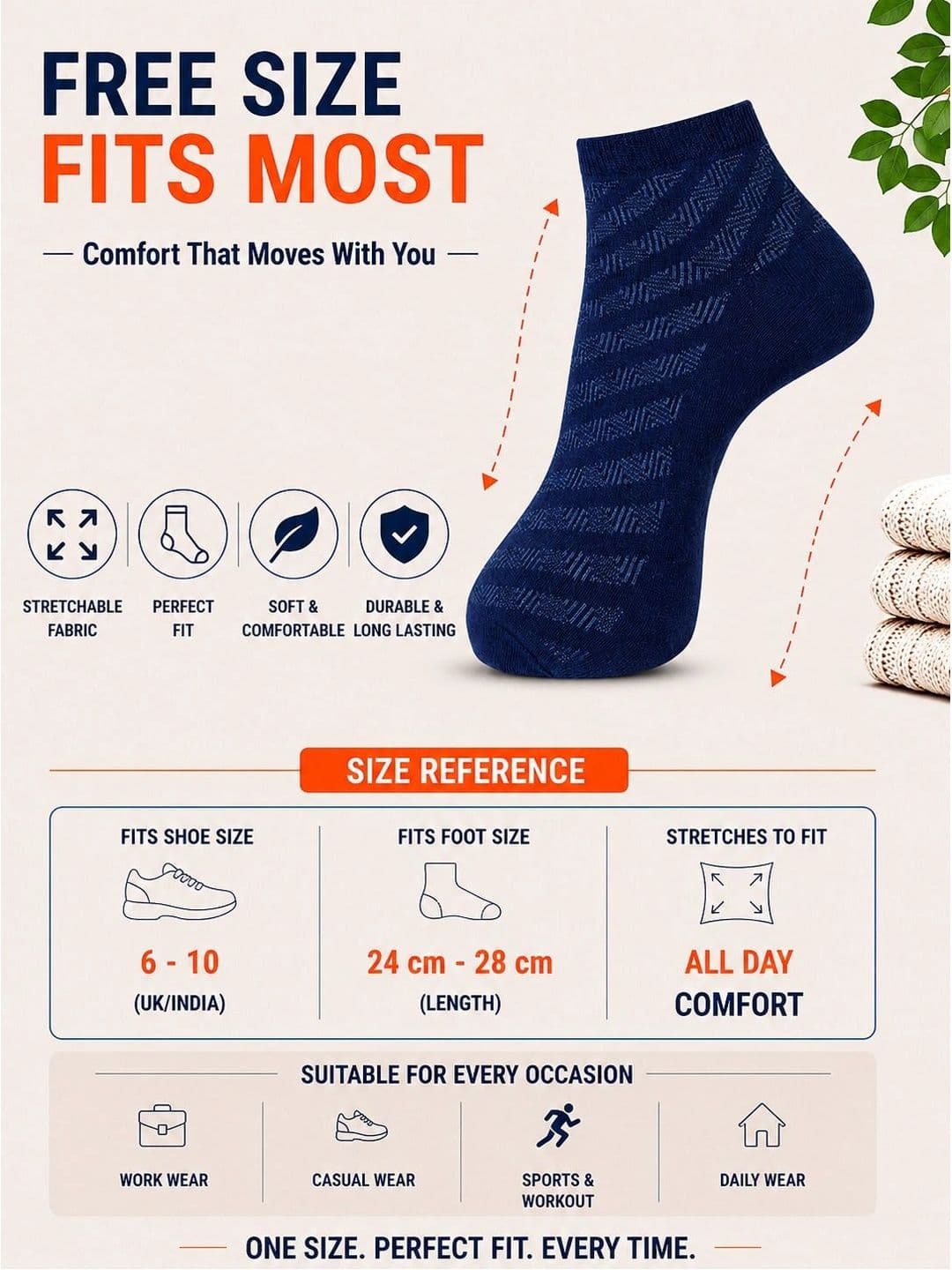 ADDOSSO Men Pack of 5 Cotton Assorted Patterned Ankle Length Socks thumbnail 4