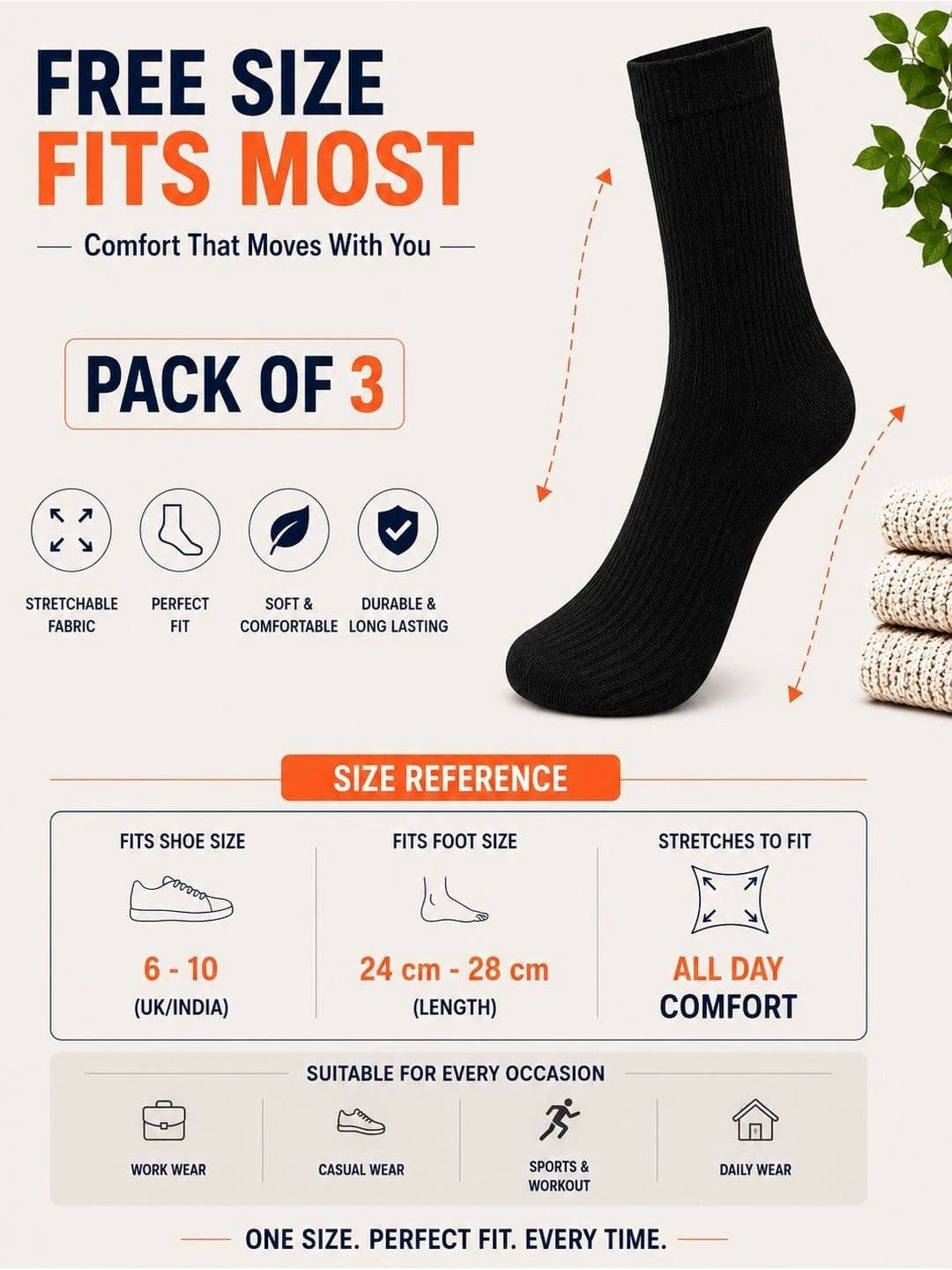 ADDOSSO Men Pack of 3 Cotton Assorted Above Ankle Socks thumbnail 3