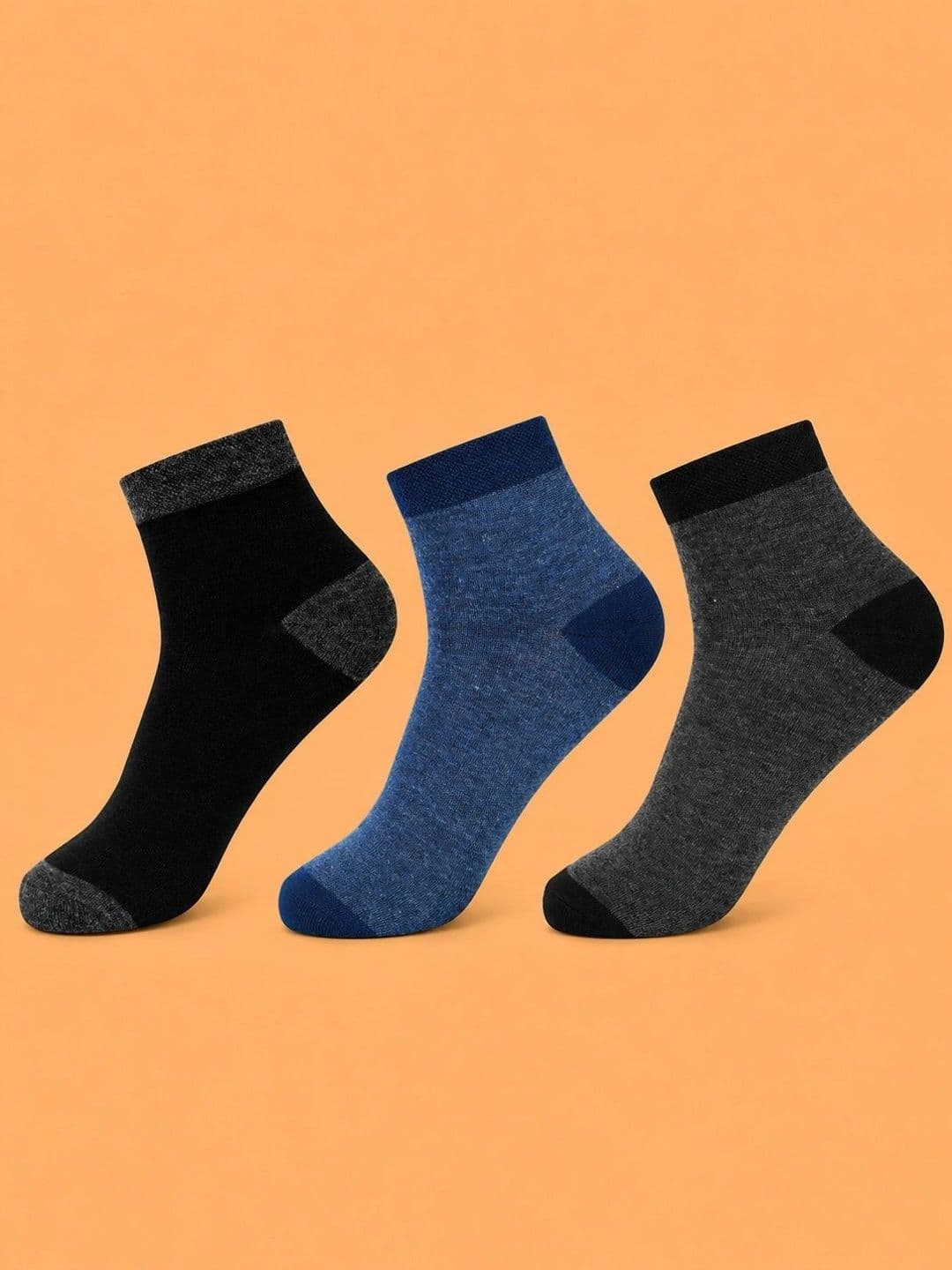ADDOSSO Men Pack of 3 Cotton Assorted Colourblocked Ankle Length Socks - view 1