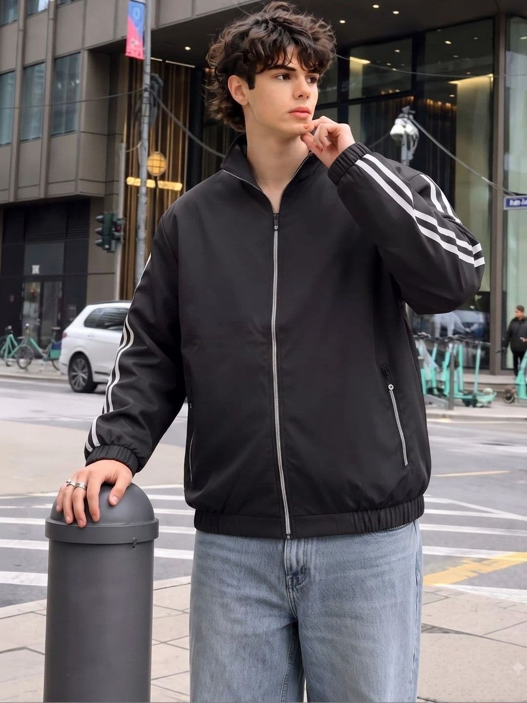 THE CLASSIC TOGS Men Striped Lightweight Bomber Jacket - view 1