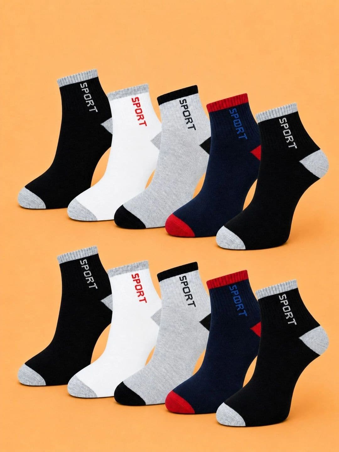 ADDOSSO Men Pack of 10 Cotton Assorted Patterned Ankle Length Socks - view 1