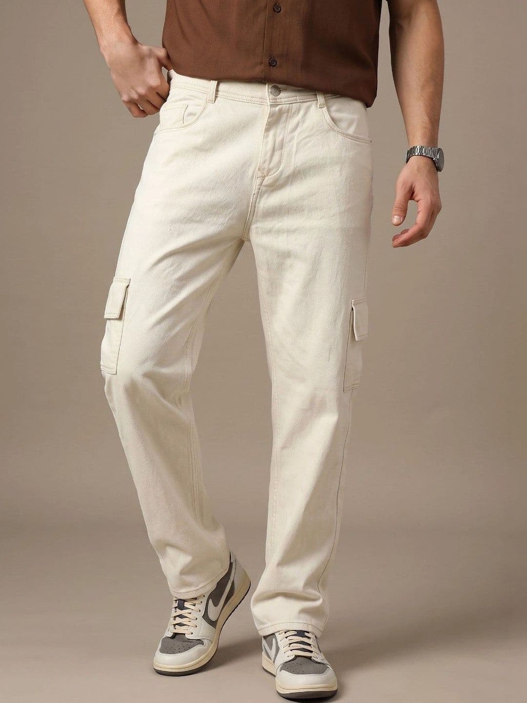 SZN Beige Light men  Regular Fit Mid-Rise Cargo Jeans - view 1