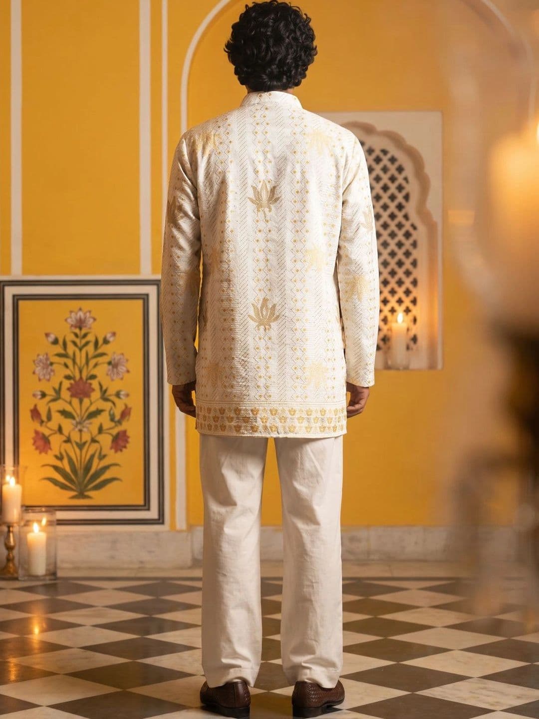 Jompers Men Ethnic Motifs Embroidered Kurta thumbnail 3