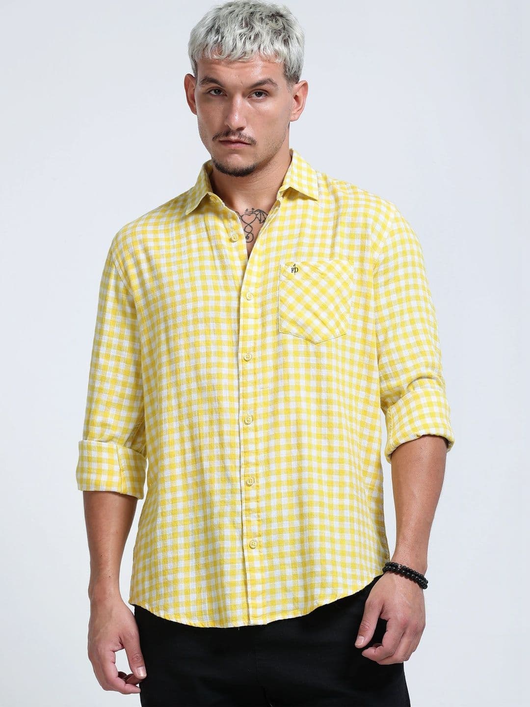 FashionDistrict Men Comfort Gingham Checks Sheer Checked Casual Shirt thumbnail 4