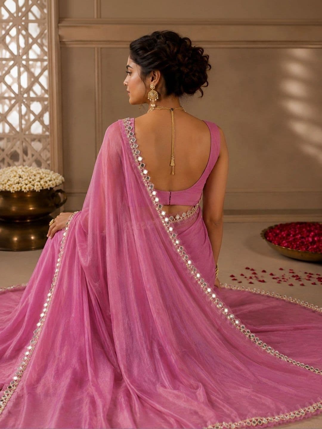 LabelVASTRA  Women Mirror Work Saree thumbnail 4