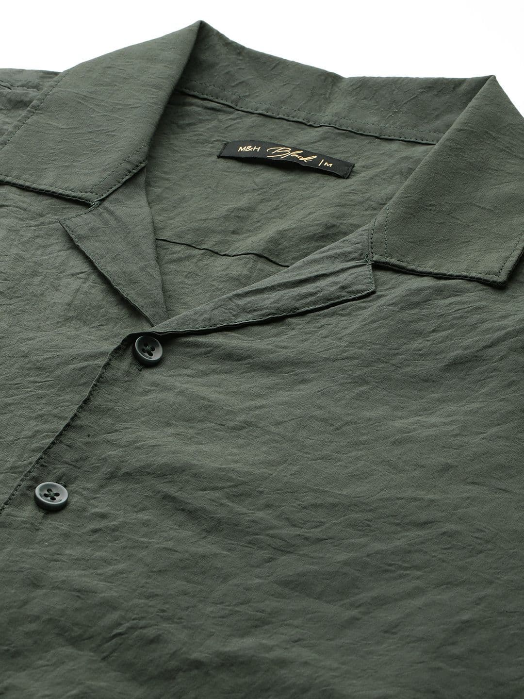 Mast & Harbour Easy Drape Textured Olive Shirt thumbnail 3