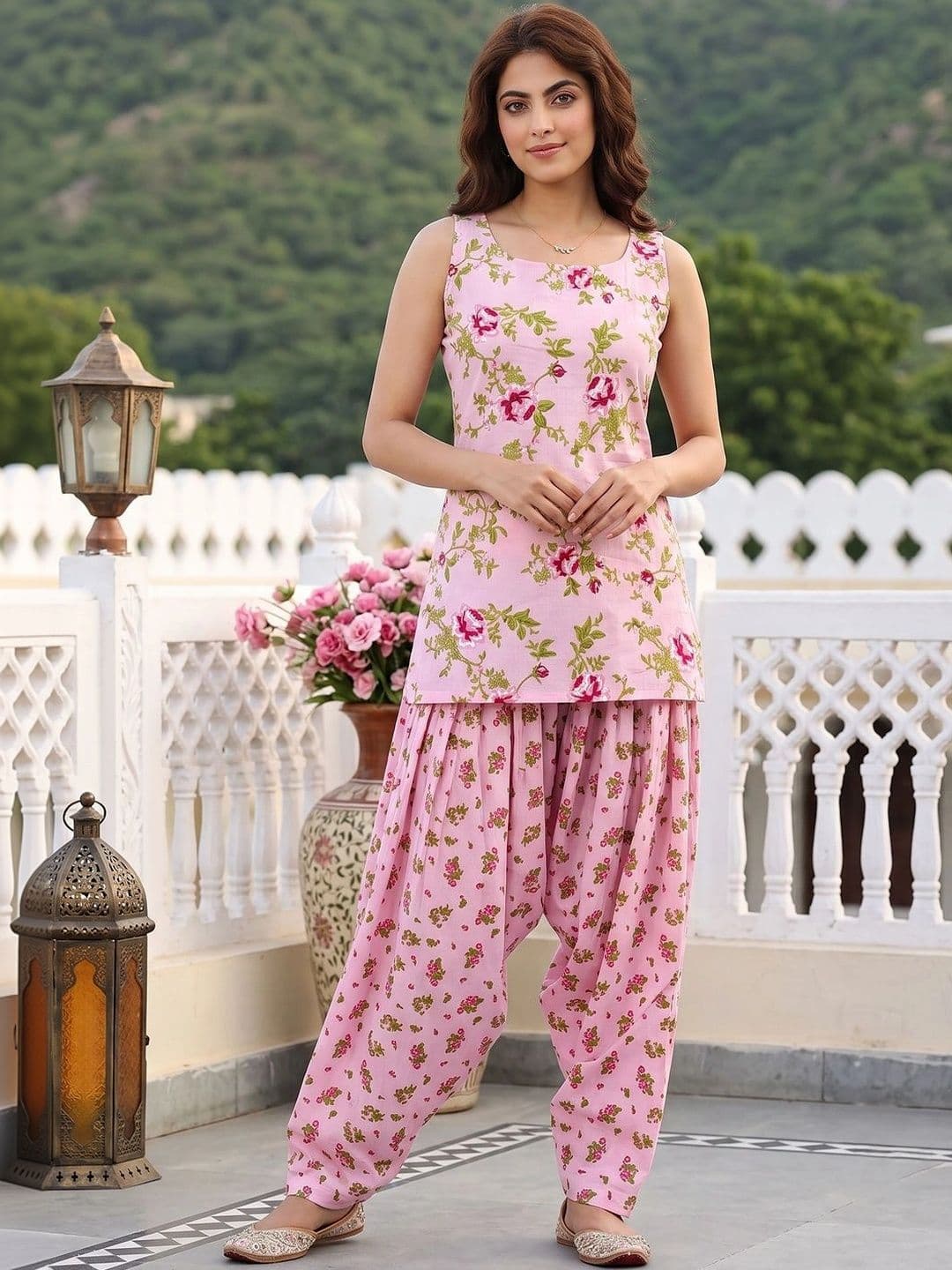 KALINI Women Floral Printed Regular Pure Cotton Kurti with Patiala - view 1