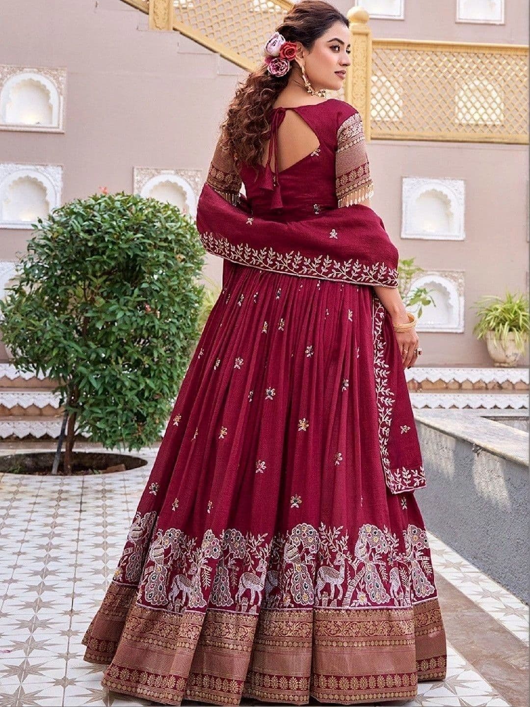 Shree Ram Creation Embroidered Thread Work Ready to Wear Lehenga & Blouse With Dupatta thumbnail 5