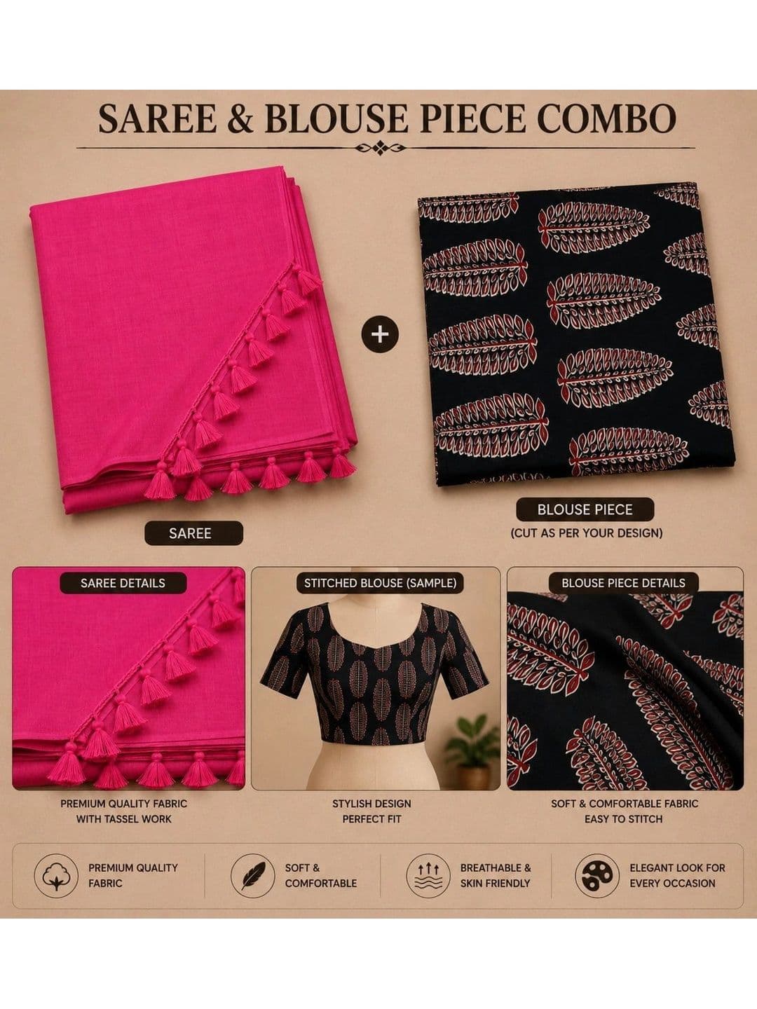OSARIO Kalamkari Pure Cotton Saree thumbnail 3