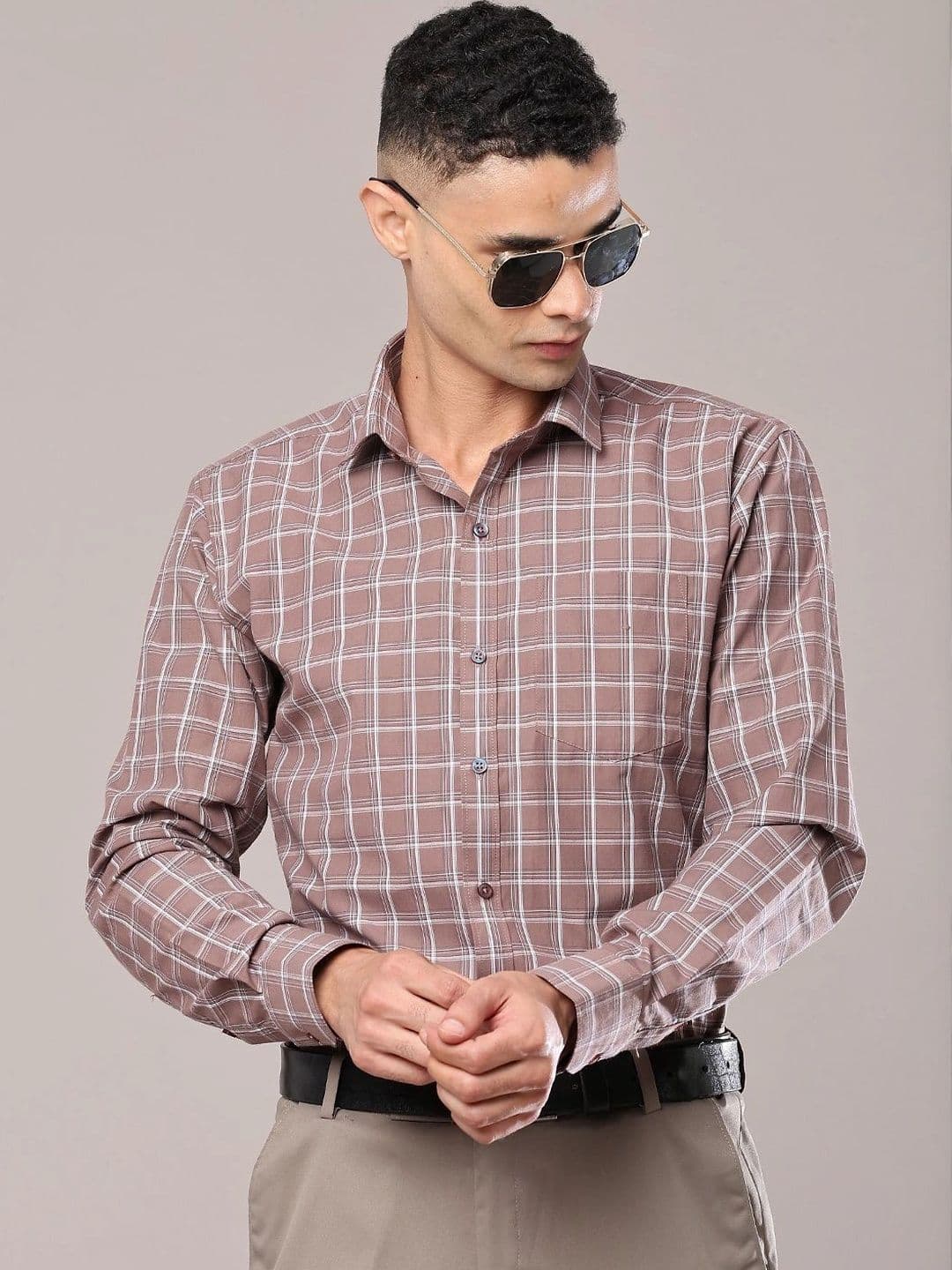 V-Mart Men Windowpane Checks Checked Casual Shirt thumbnail 2