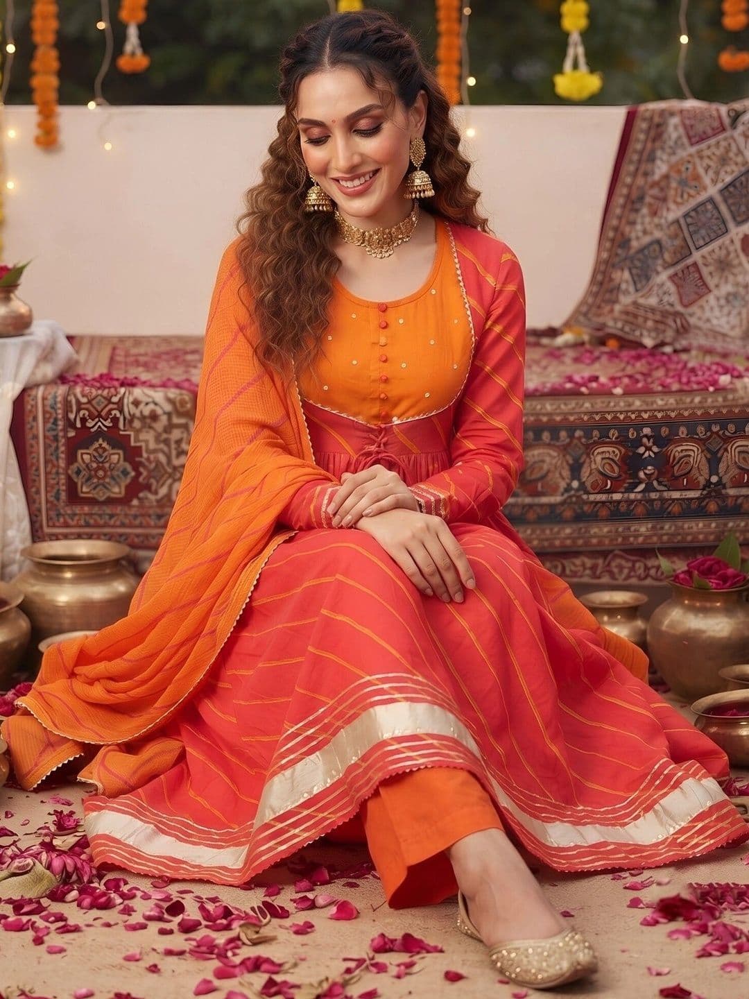 Nayo Women Printed Empire Pure Cotton Kurta with Palazzos & With Dupatta thumbnail 5